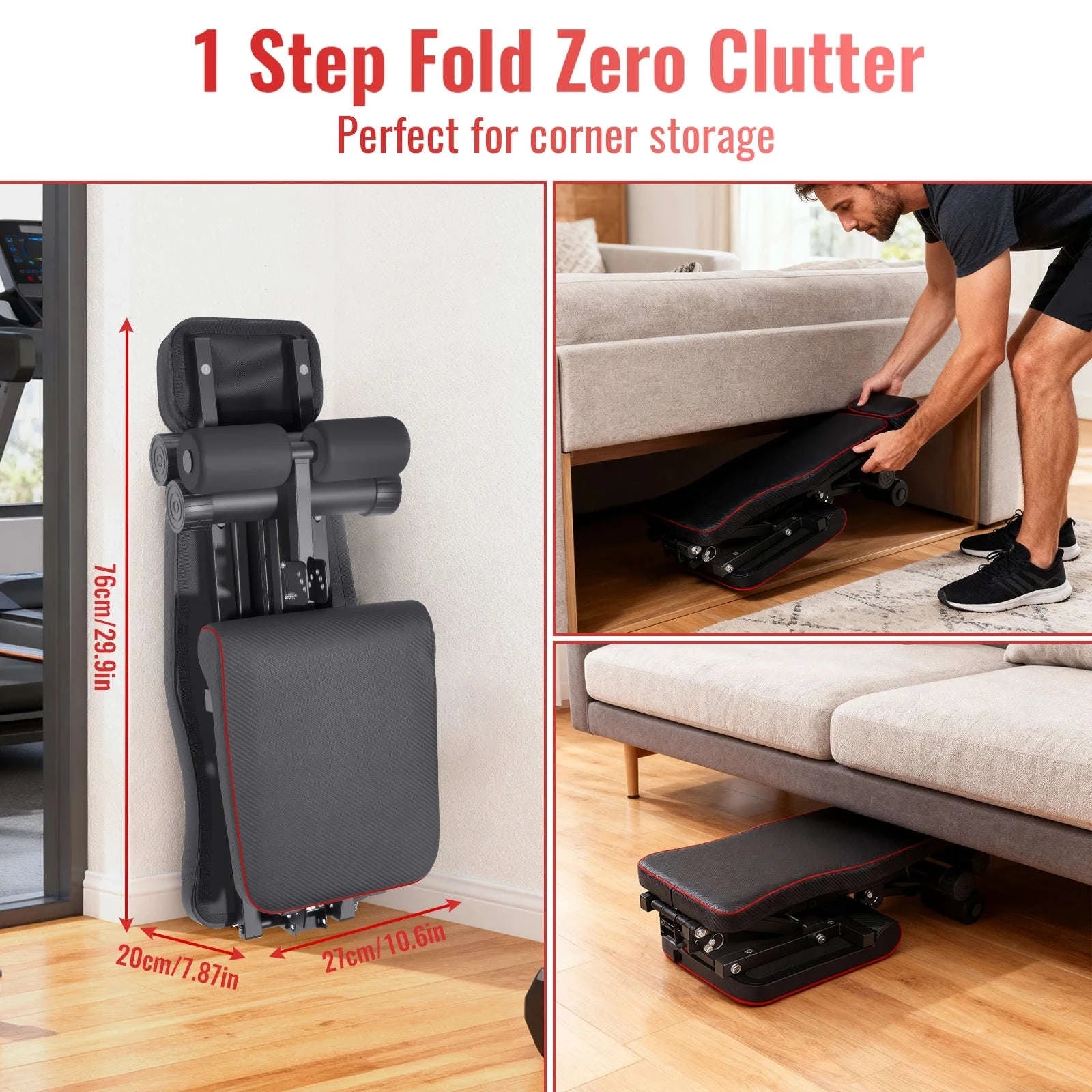 Folding Home Gym Bench with 7 Adjustable Back Levels-1PC / france