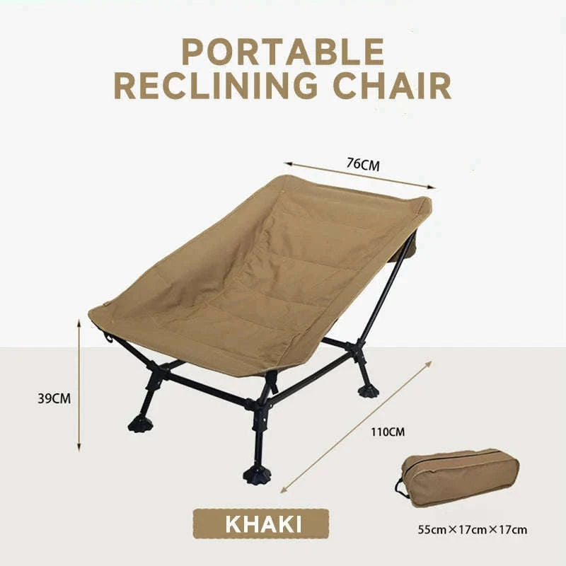 Folding Lounger Chair for Camping, Beach, Home and Travel-Black