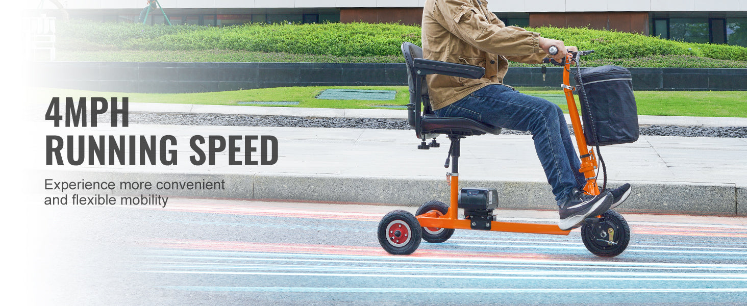 Scooter elettrico pieghevole a 3 ruote per anziani, mobility scooter portatile alimentato elettricamente, per terreni any-terrain, carrozzina da viaggio
