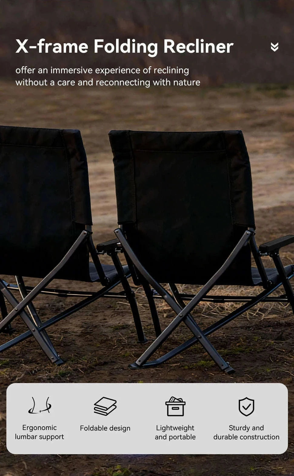 Folding Outdoor Chair with High Back and Handrails-High Back