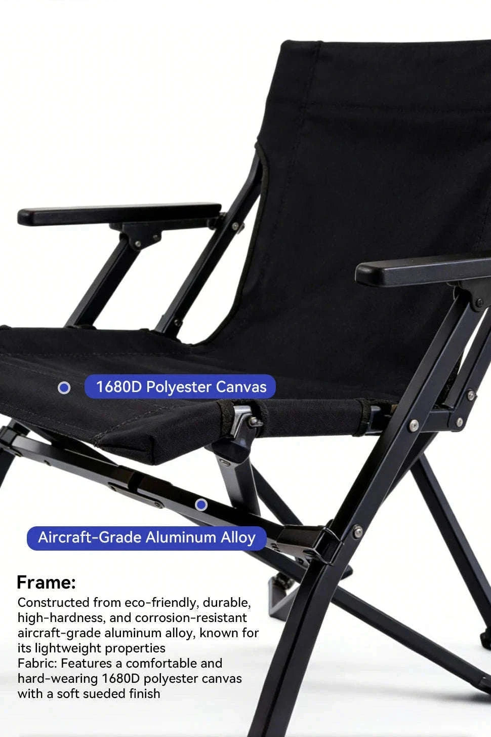 Folding Outdoor Chair with High Back and Handrails-High Back