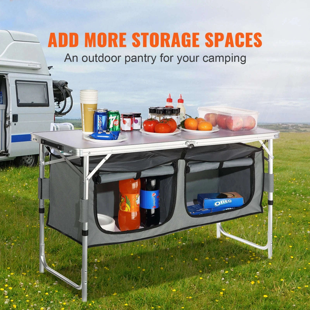 Folding Picnic Table with Storage Bag and Adjustable Height-Germany