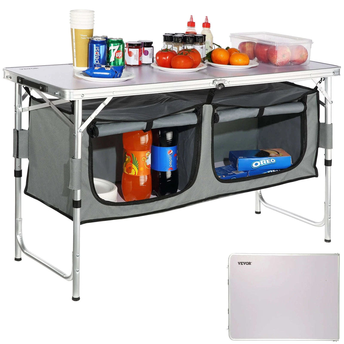 Folding Picnic Table with Storage Bag and Adjustable Height-Germany
