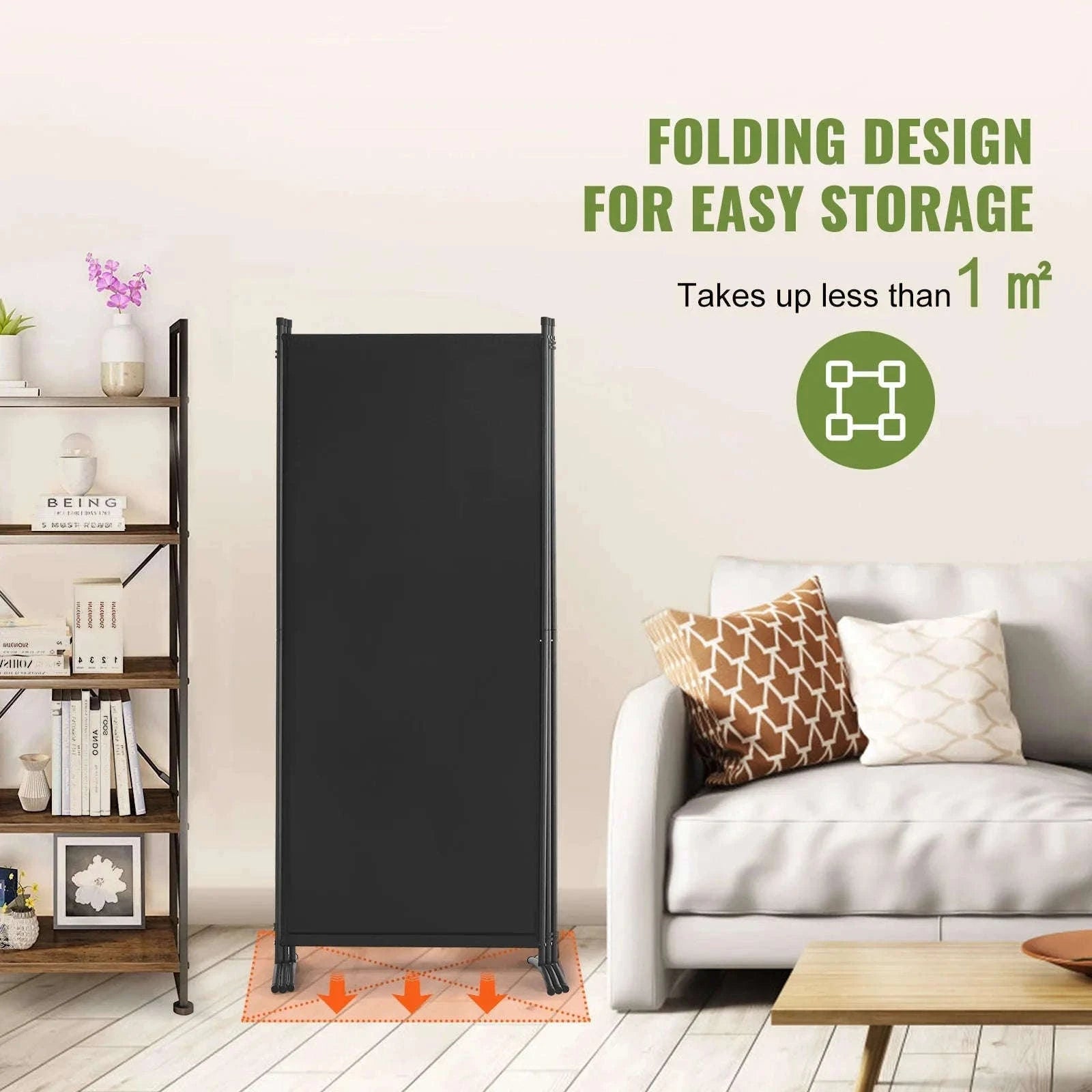 Folding Room Divider Privacy Screen with Wheels-Single Panel Brown / france