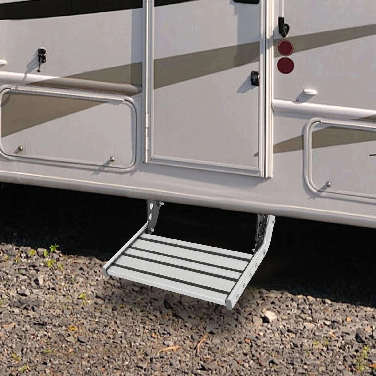 Folding RV Step Silver Aluminum Alloy 44cm with 12V LED Light-SILVER / france
