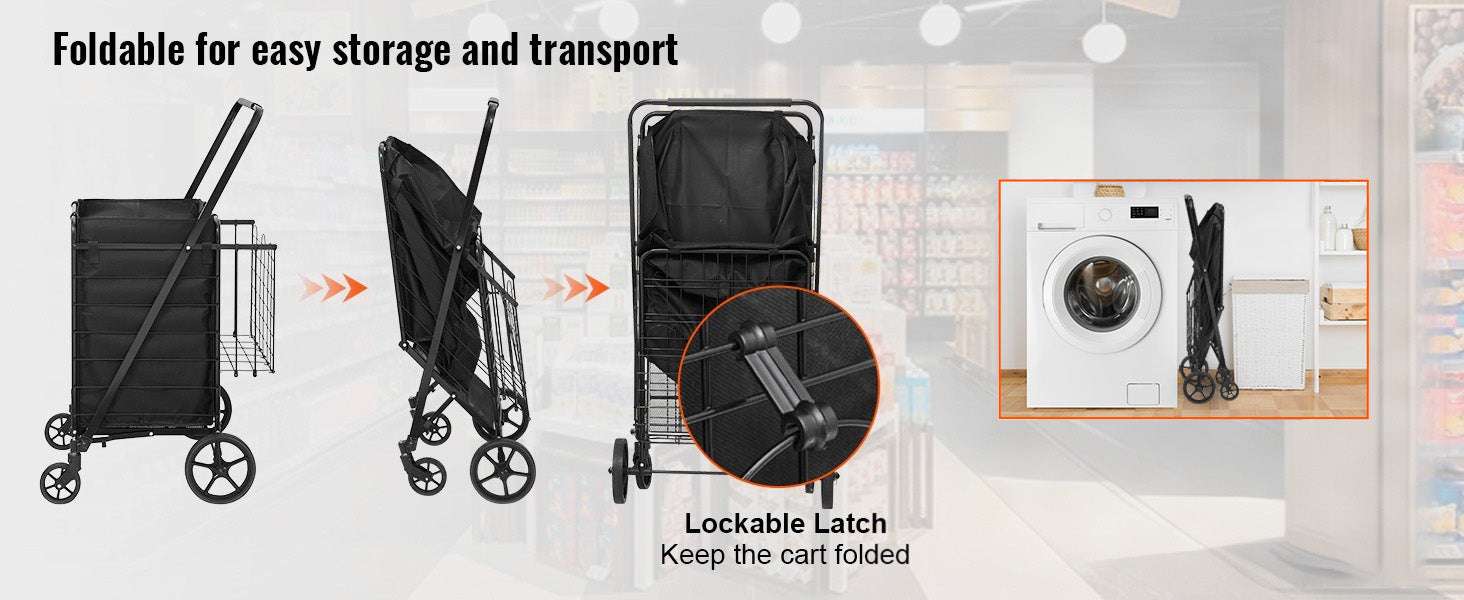 Folding Shopping Cart with Waterproof Liner & 330LB Capacity-106LBS / spain