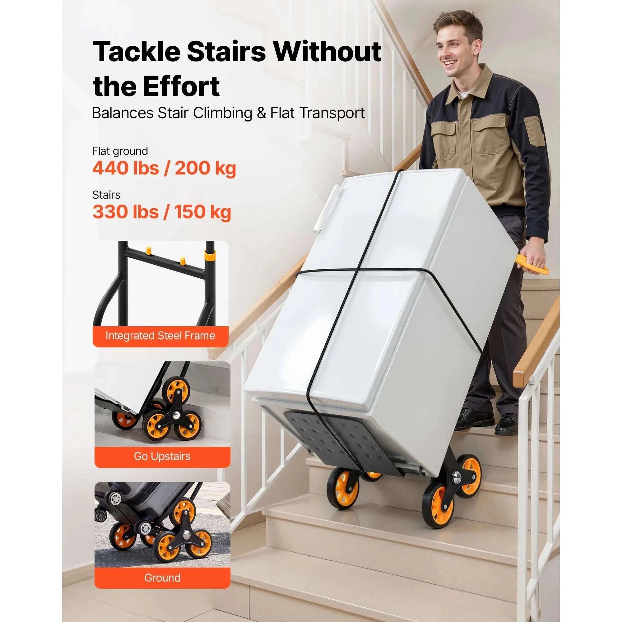 Folding Stair Climbing Hand Truck Dolly 440–770 lbs Capacity-770lbs / United States