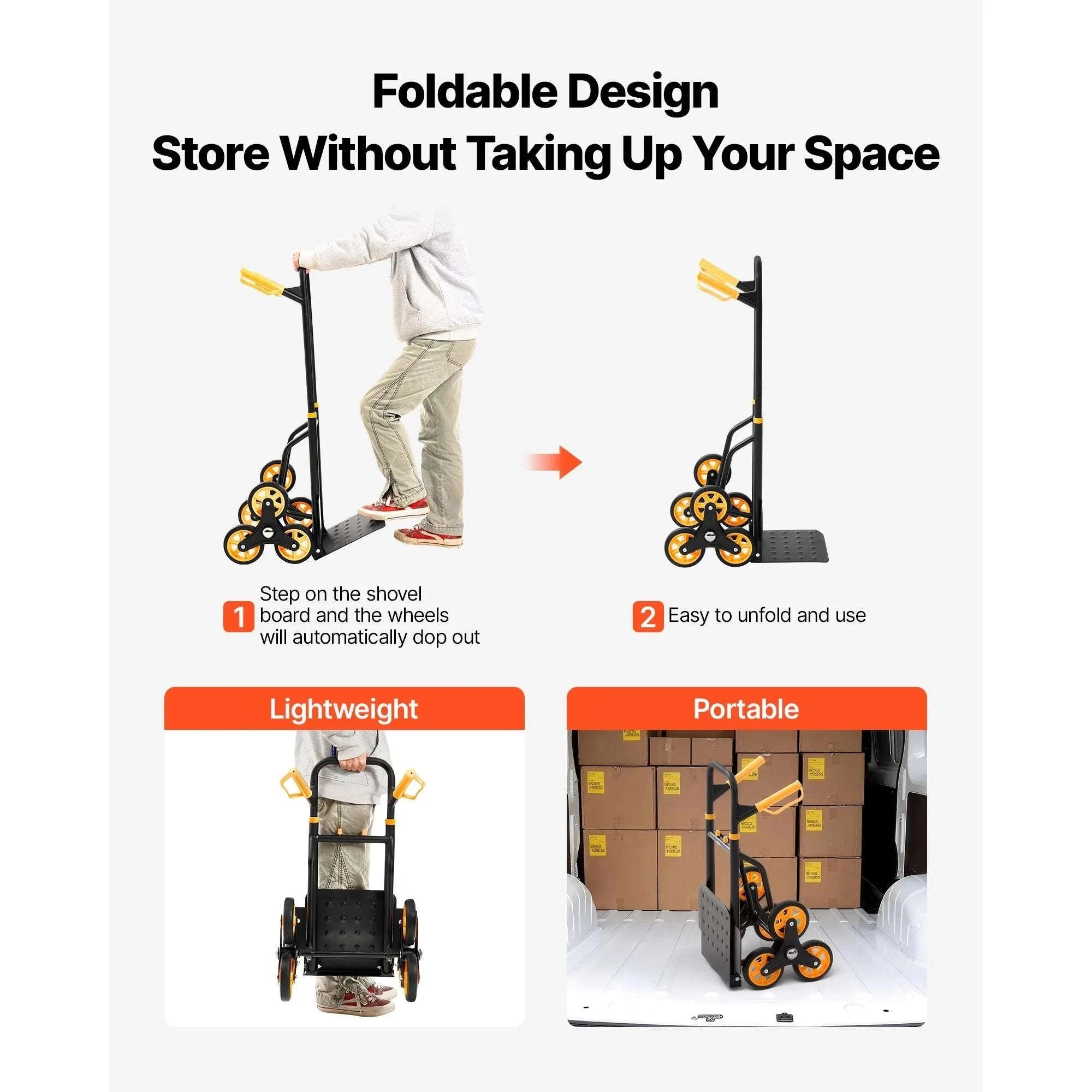 Folding Stair Climbing Hand Truck Dolly 440–770 lbs Capacity-770lbs / United States