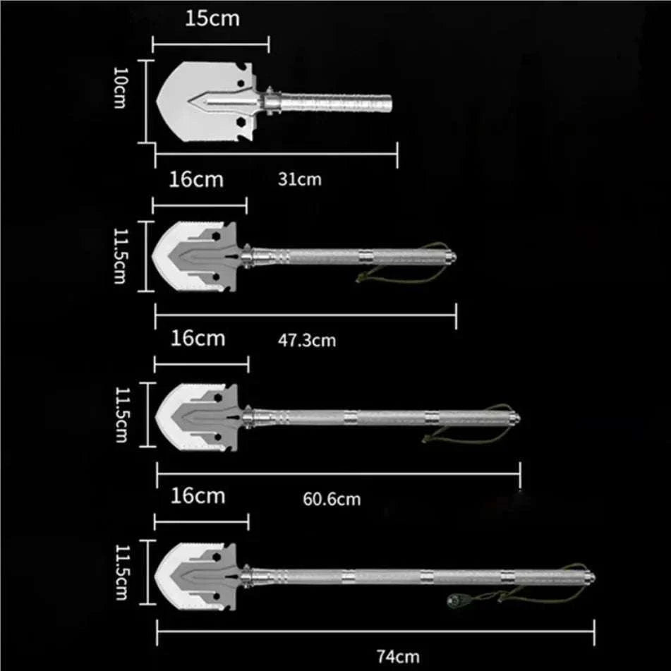 Folding Survival Shovel Multi-Tool for Camping, Hiking & Outdoor Use-4 Section
