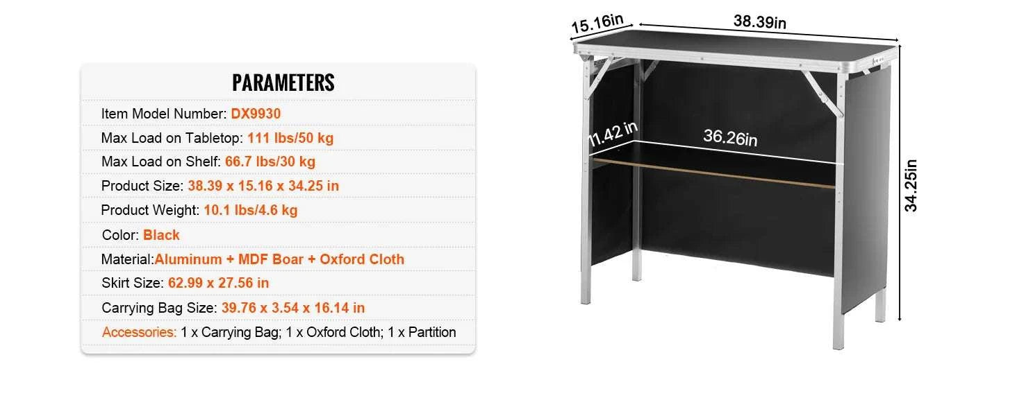 Folding Trade Show Counter Table with Storage Shelf & Carry Bag-more than 55 inch / United States