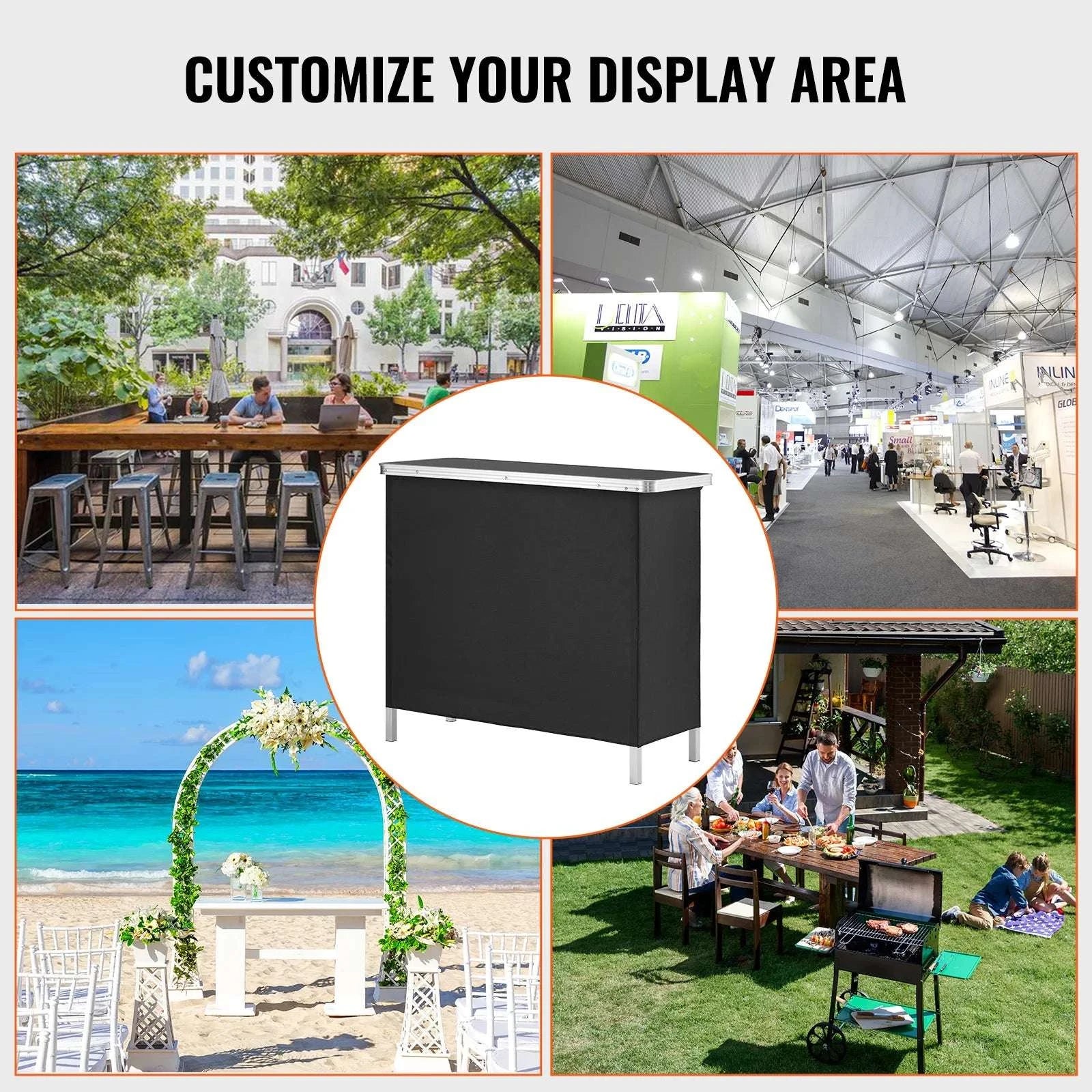 Folding Trade Show Counter Table with Storage Shelf & Carry Bag-more than 55 inch / United States