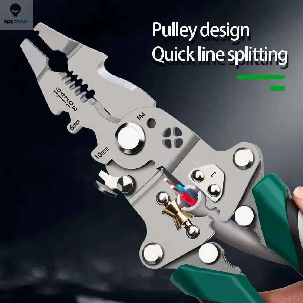 Folding Wire Stripper Pliers for Cutting, Crimping and Stripping-Default Title