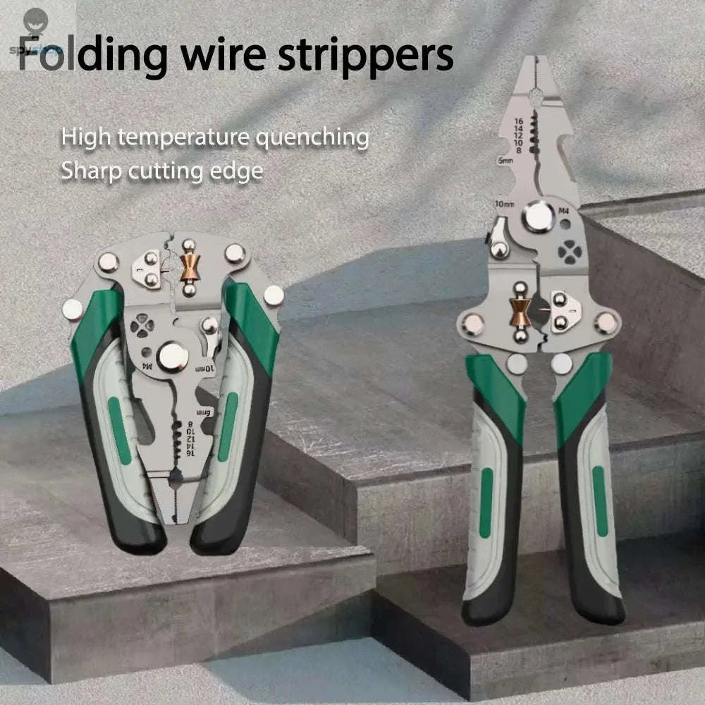 Folding Wire Stripper Pliers – Multi‑Function Tool for Cutting, Crimping and Precision Work-Default Title
