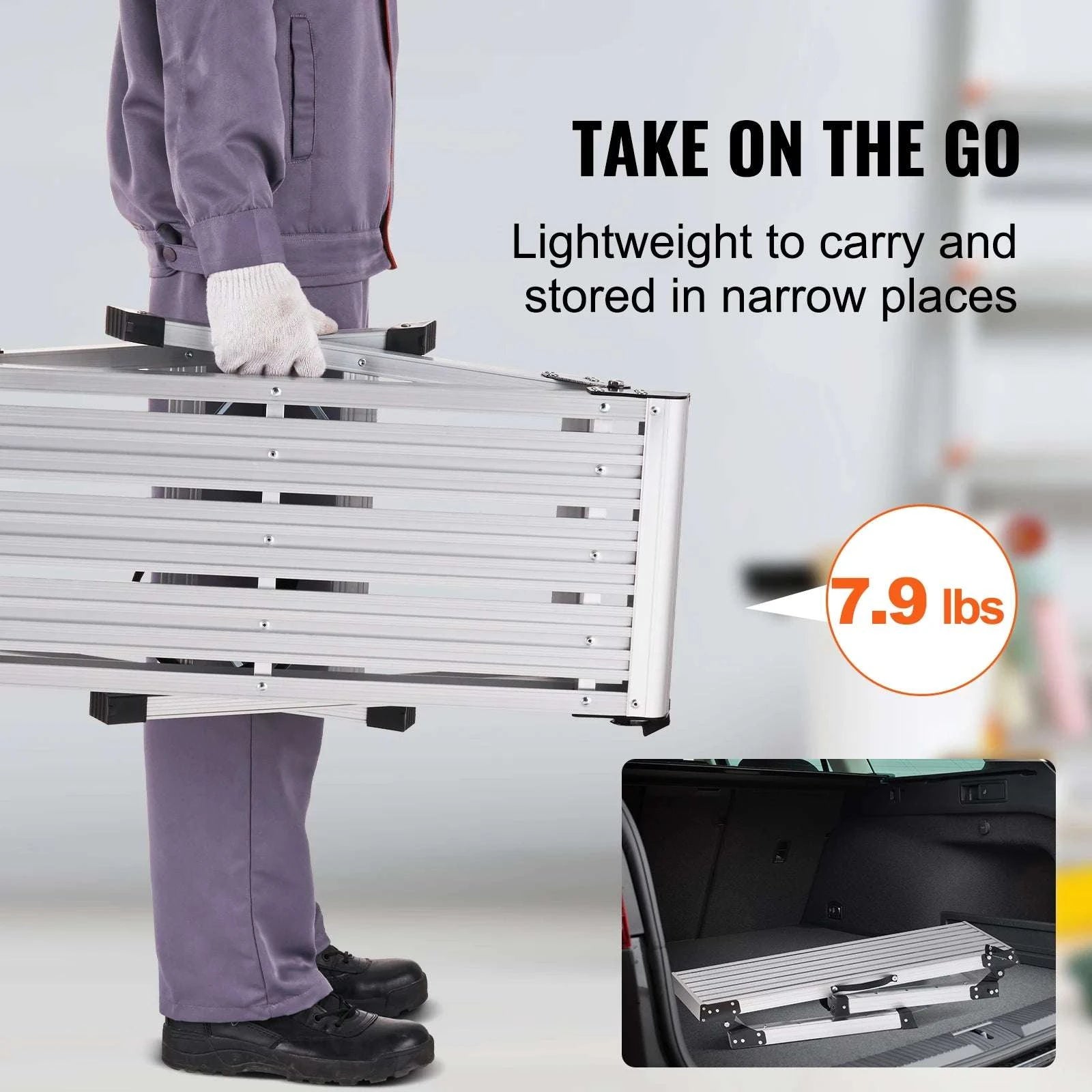 Folding Work Platform Ladder with Non-Slip Feet, 330–660 lbs Capacity-United States / 30 x 76 cm