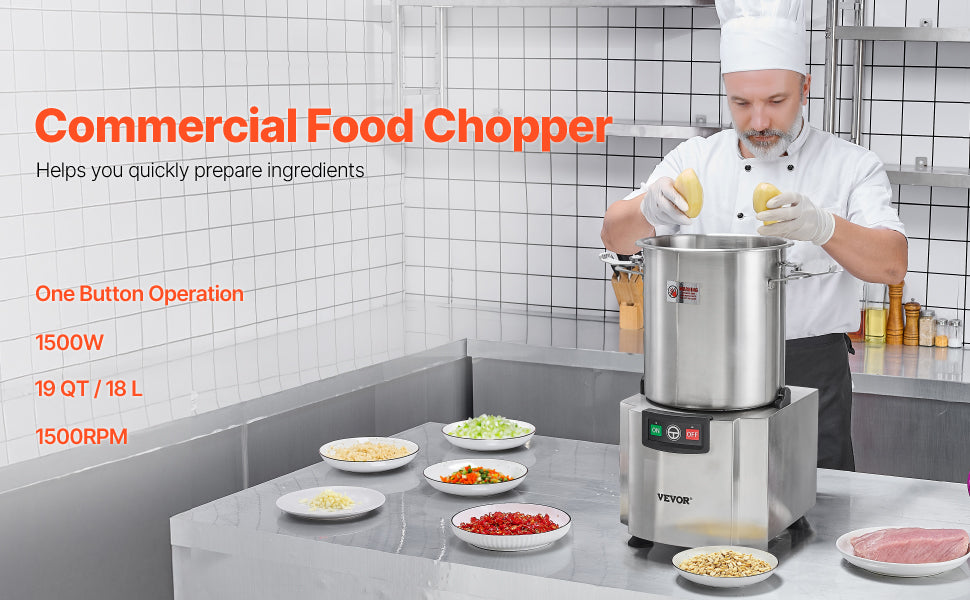 19 Qt Stainless Steel Food Processor Vegetable Chopper