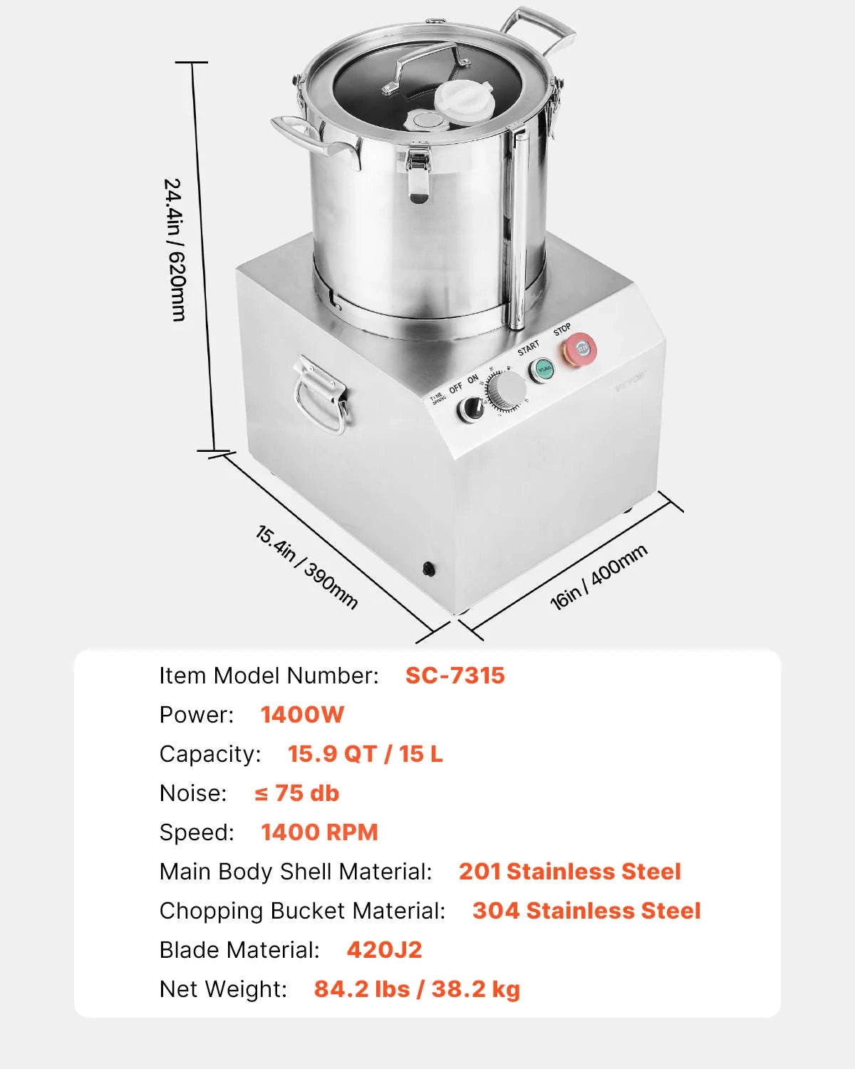 Food Processor & Vegetable Chopper-15L 1400W / france