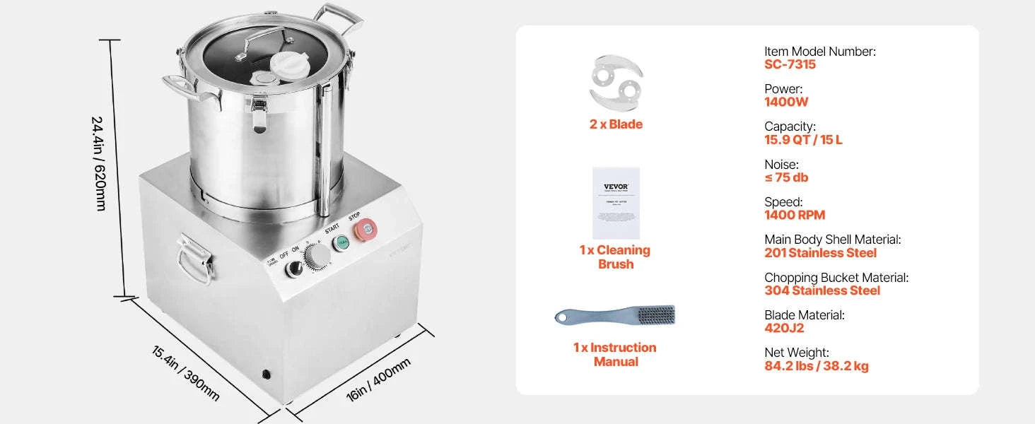 Food Processor & Vegetable Chopper-15L 1400W / france