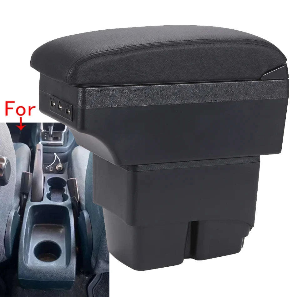 For Ford Fiesta Armrest box For Ford Fiesta MK7 Car Armrest 2009-2017 Storage box Interior details Accessories easy installation-B2 Black line 3USB