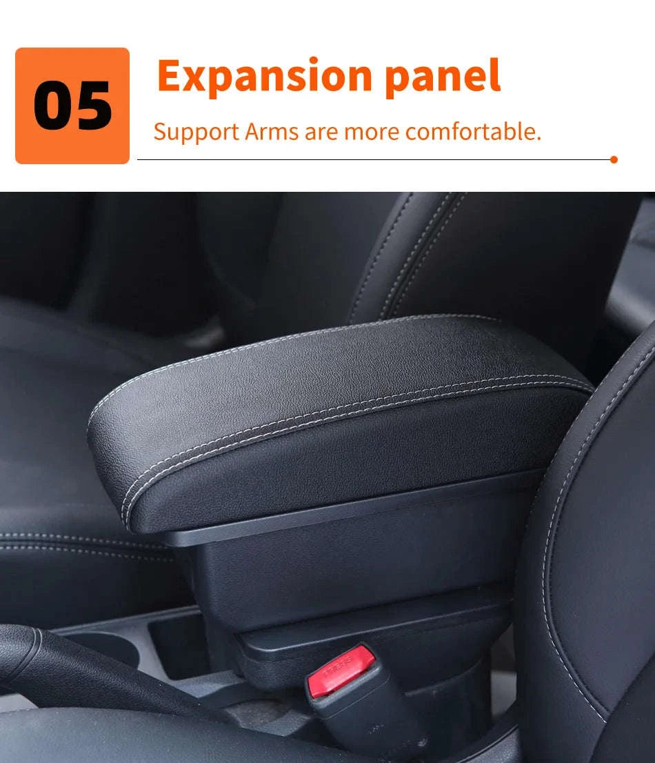 For Ford Fiesta Armrest box For Ford Fiesta MK7 Car Armrest 2009-2017 Storage box Interior details Accessories easy installation-B2 Black line 3USB