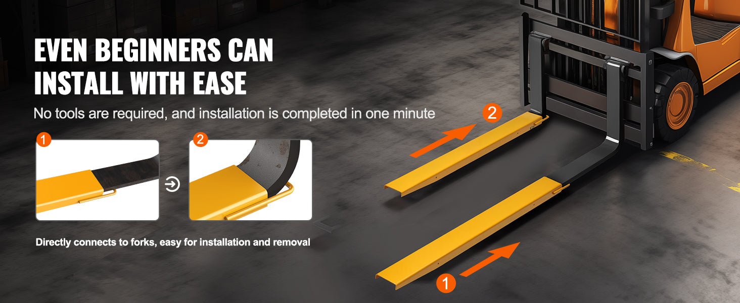Forklift Pallet Fork Extensions 59.8in Steel Pair 4000 lb Capacity