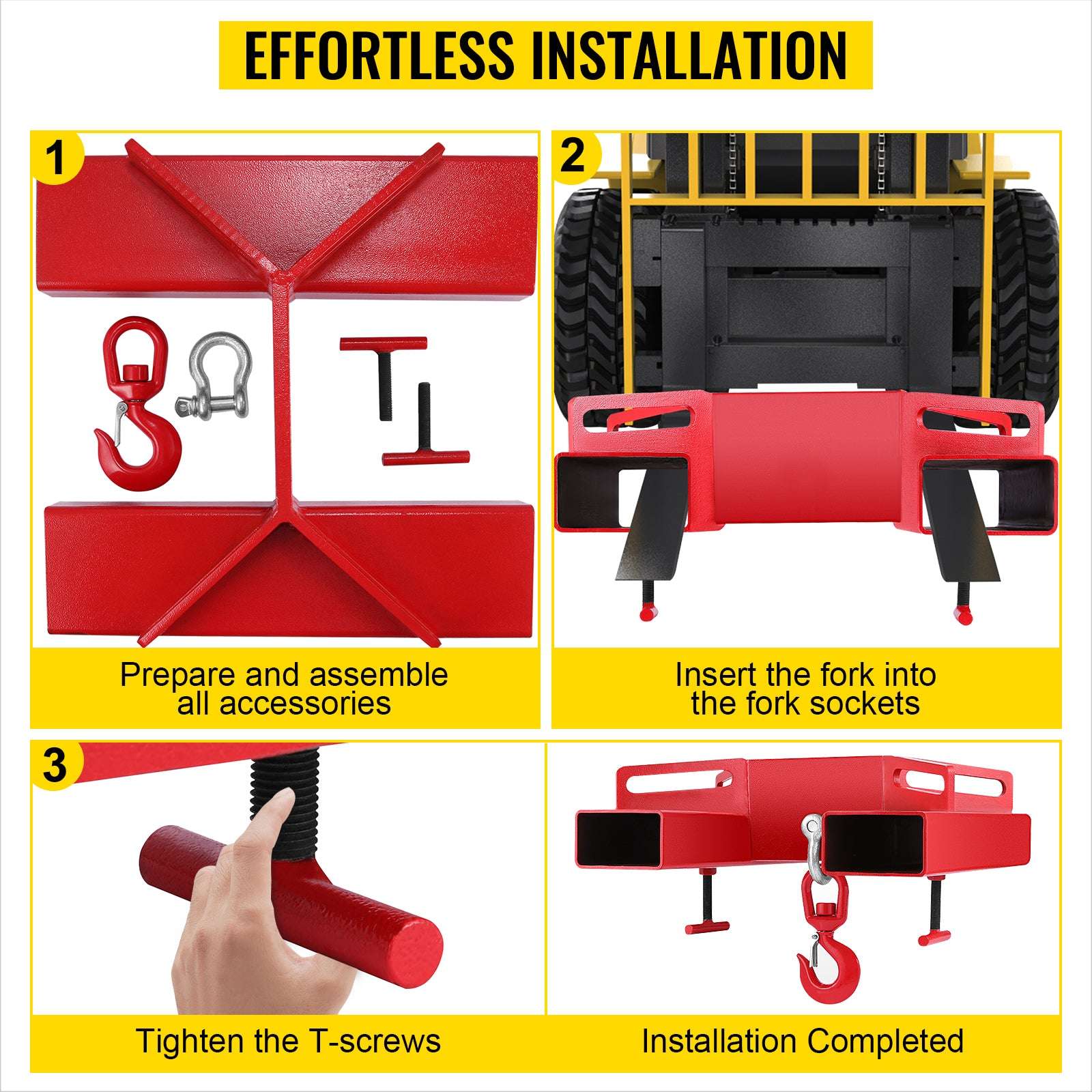 Forklift Lifting Hook 3 Ton (6600 lbs) Swivel Hoist Attachment-spain