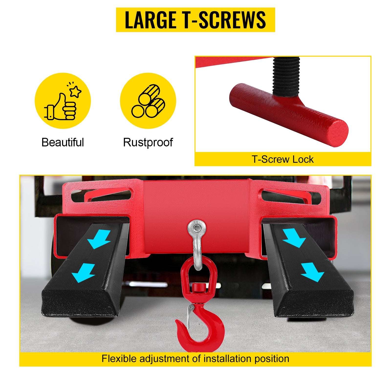 Forklift Lifting Hook 3 Ton (6600 lbs) Swivel Hoist Attachment-spain