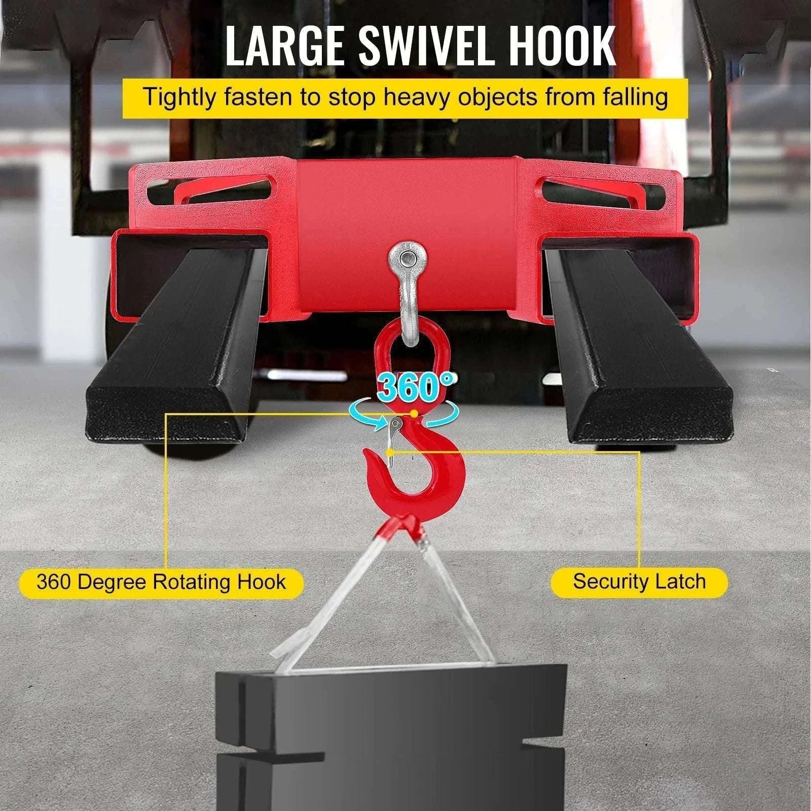 Forklift Lifting Hook 3 Ton (6600 lbs) Swivel Hoist Attachment-spain