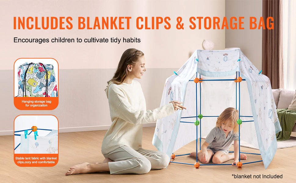 Kids Fort Building Kit with 120 Pieces Creative Indoor Play Set