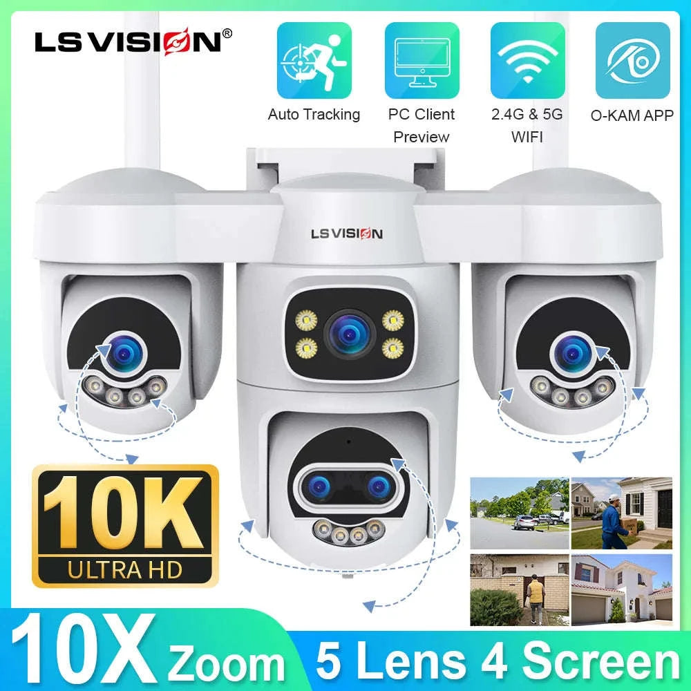 Four-Screen 10X Zoom PTZ WiFi Surveillance Camera-WiFi 10XZoom No Card / US Plug / China Mainland