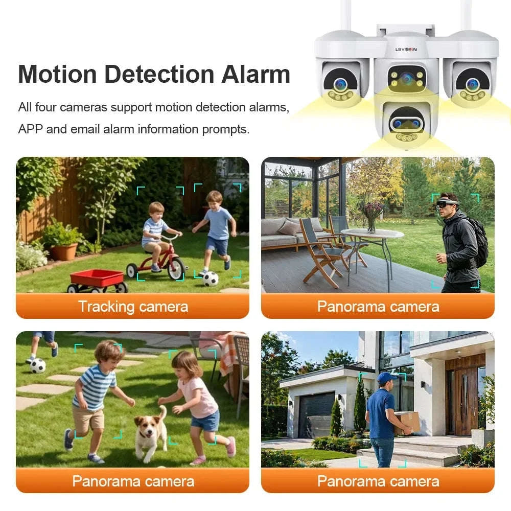 Four-Screen 10X Zoom PTZ WiFi Surveillance Camera-WiFi 10XZoom No Card / US Plug / China Mainland