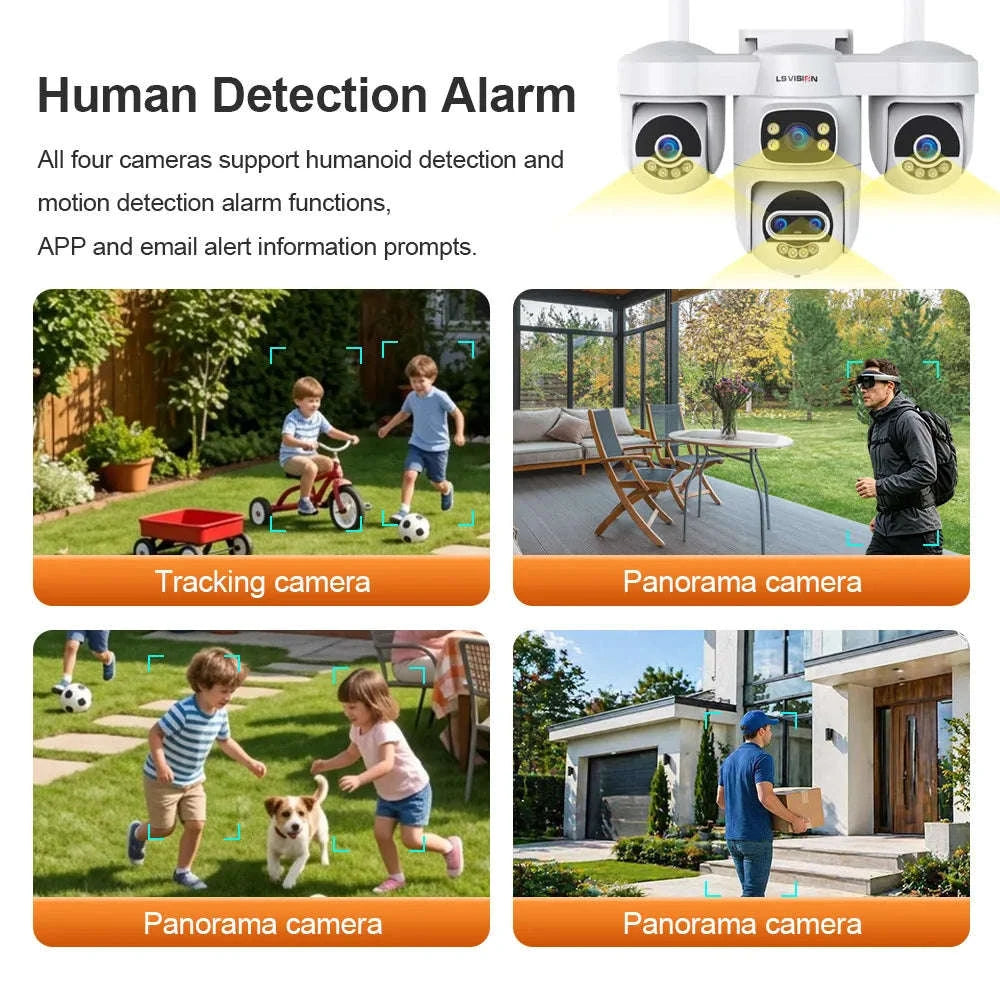 Four-Screen 10X Zoom PTZ WiFi Surveillance Camera-WiFi 10XZoom No Card / US Plug / China Mainland