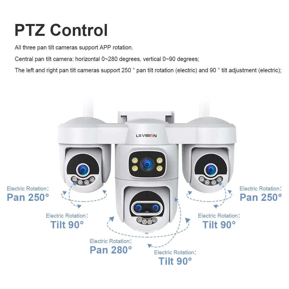 Four-Screen 10X Zoom PTZ WiFi Surveillance Camera-WiFi 10XZoom No Card / US Plug / China Mainland