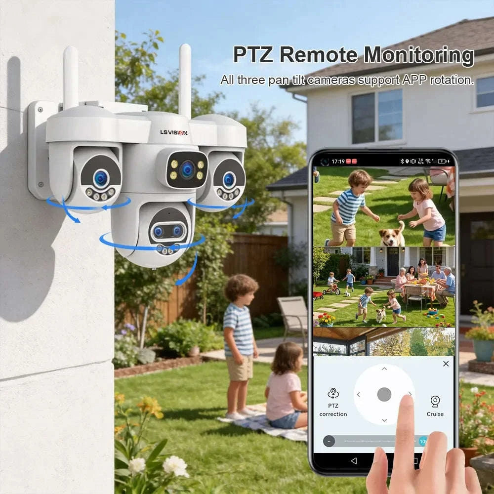Four-Screen 10X Zoom PTZ WiFi Surveillance Camera-WiFi 10XZoom No Card / US Plug / China Mainland