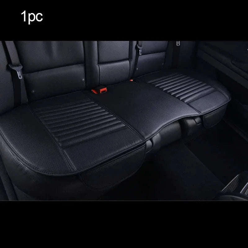 Four Season Car Seat Cover PU Leather Universal Breathable Seat Protector-Front Black line 1pc