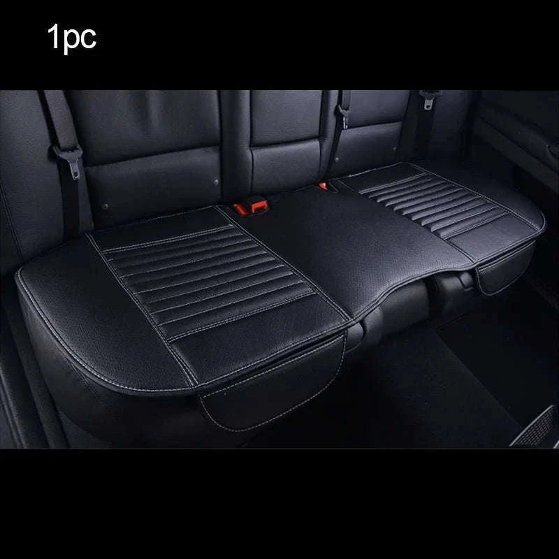 Four Season Car Seat Cover PU Leather Universal Breathable Seat Protector-Front Black line 1pc