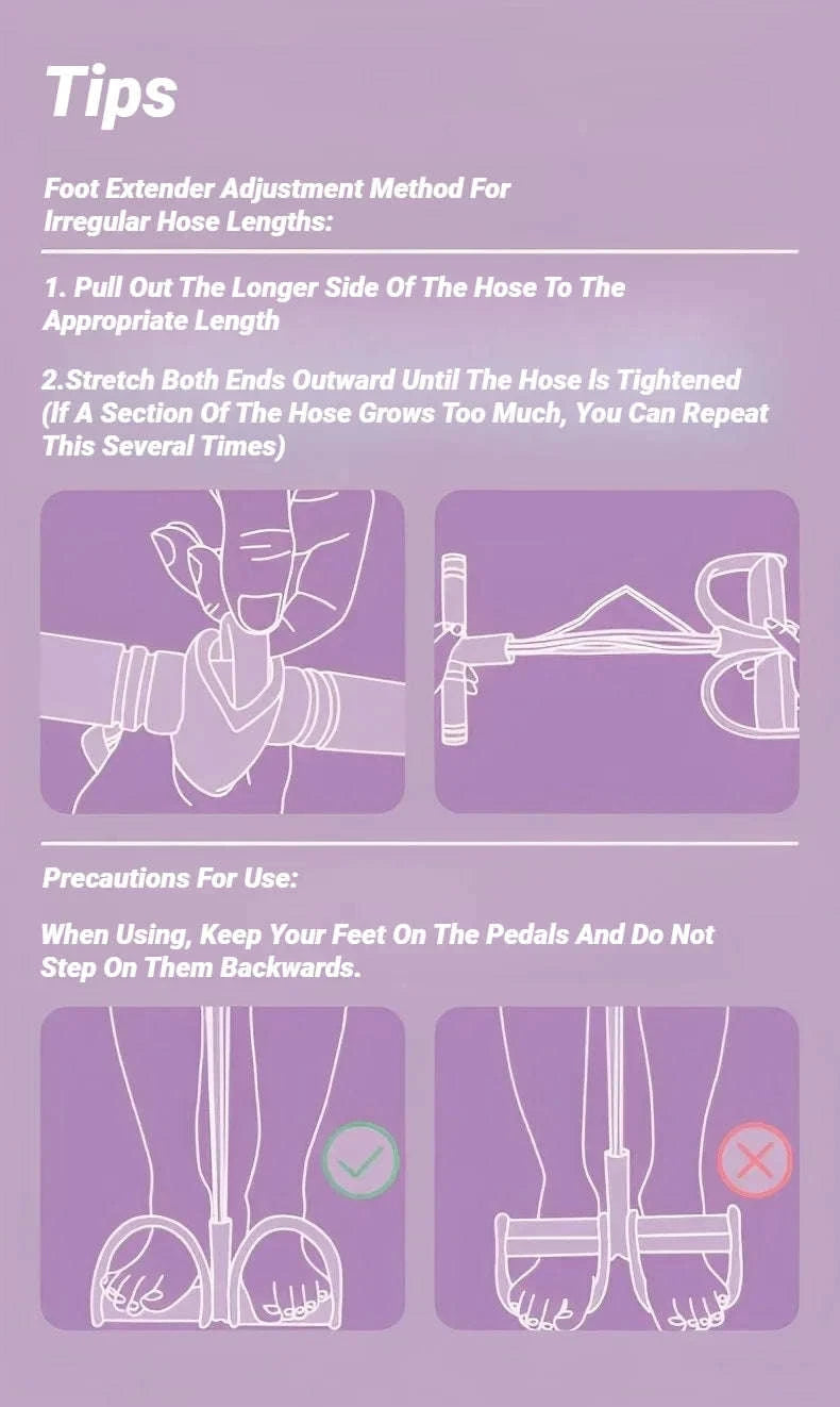 Four-Tube Pedal Tensioner Multi‑Functional Fitness Elastic Band-Pink