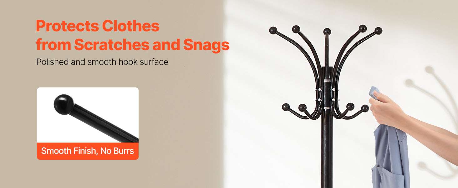 Freestanding Coat Rack with 14 Hooks & Marble Base Stand-14 Hooks / United States