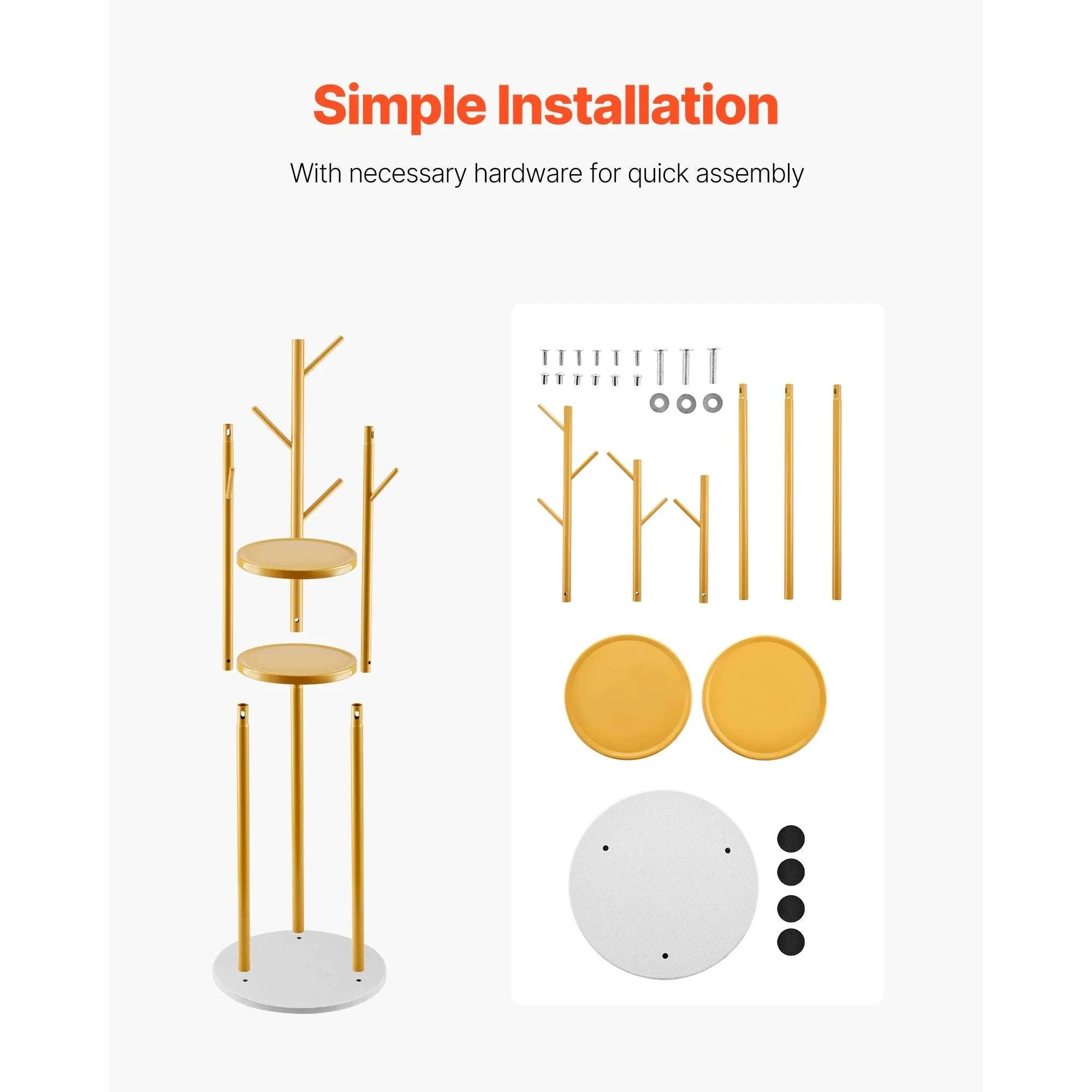 Freestanding Coat Rack with Quartz Base and 9 Hooks Stand-Carbon Steel / United States