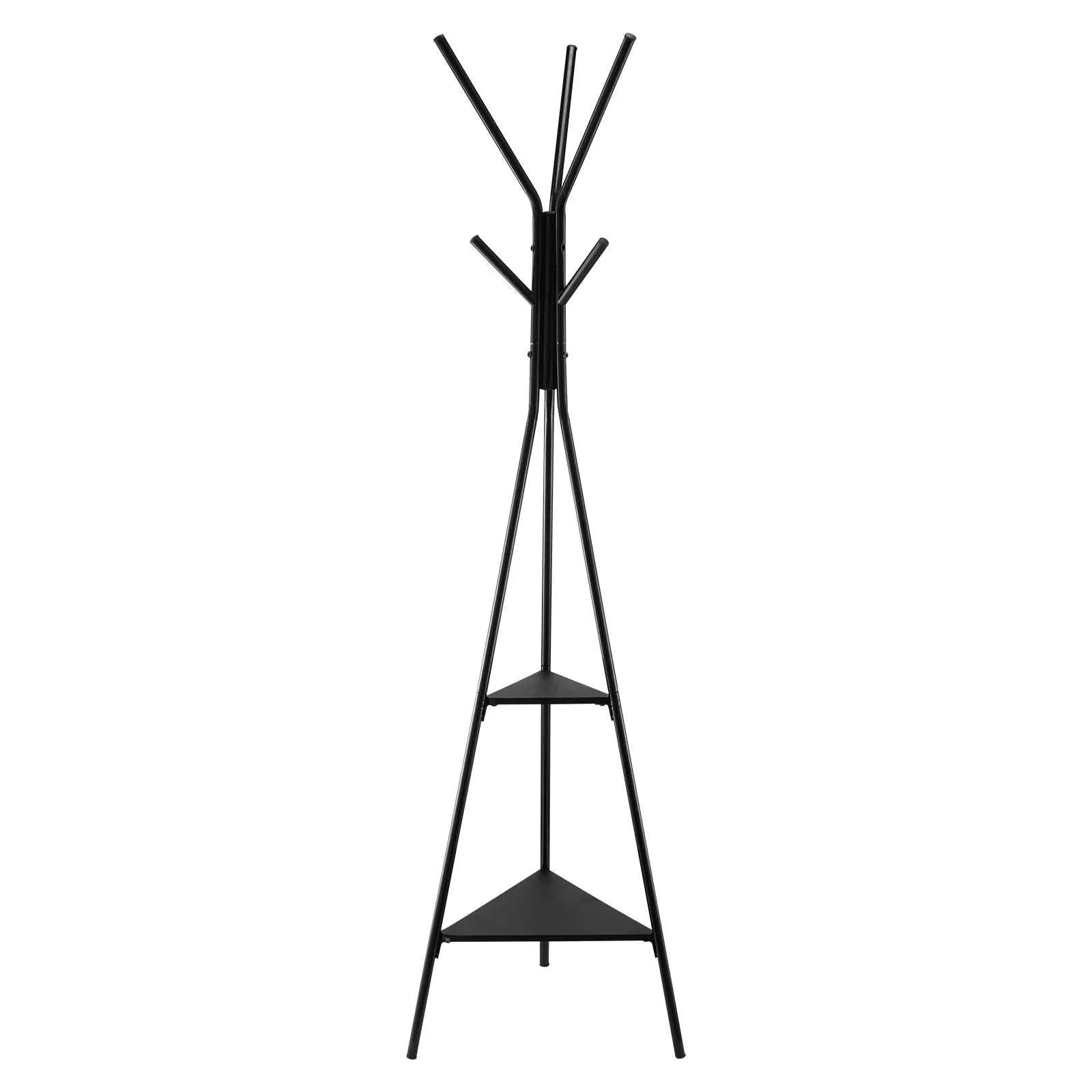 Freestanding Coat Rack with Shelves and Hooks for Entryway Storage-Carbon Steel / United States