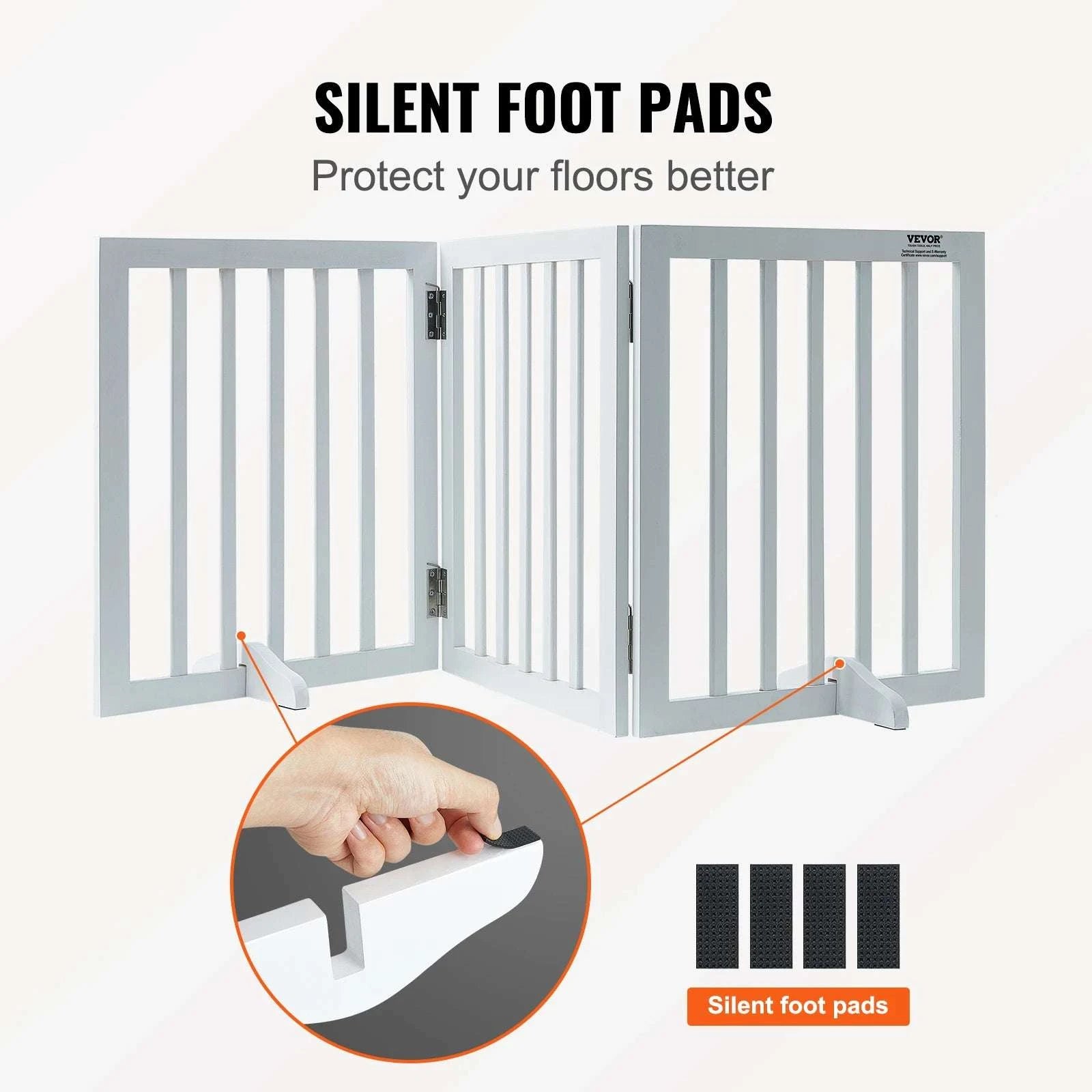 Freestanding Foldable Dog Gate 3 Panel Wood Pet Barrier 60"-White / 96 Inches / CZECH REPUBLIC