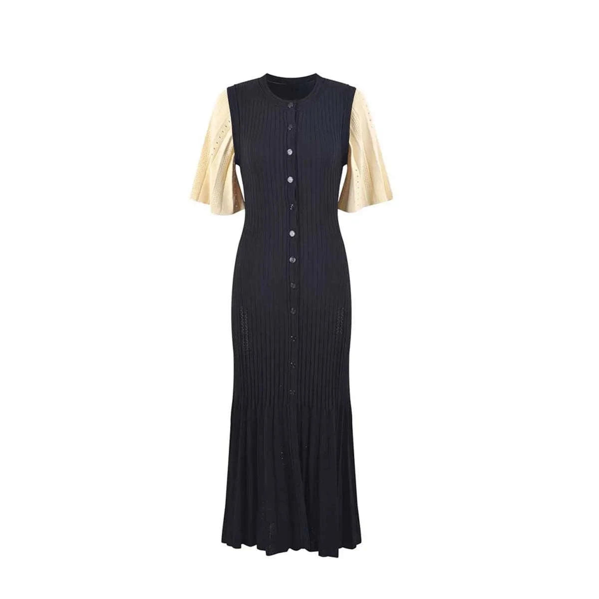 French Elegant Knitted Mermaid Dress-black / L