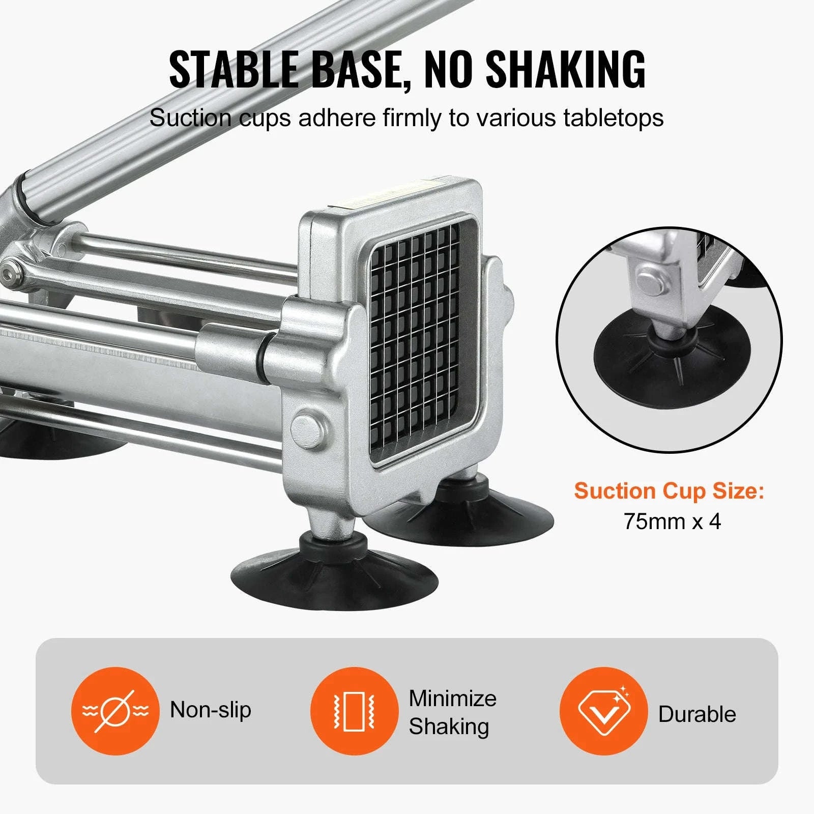 French Fry Cutter Potato Slicer with 1/2 and 3/8 Inch Stainless Steel Blades-LD03 2 Size / france