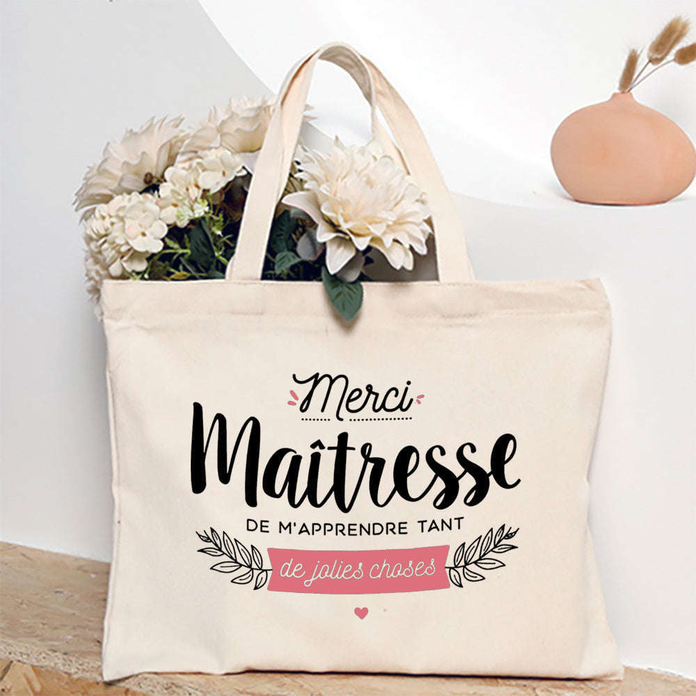 French Print Canvas Teacher Tote Bag for Everyday Carry-TM266211-TBBG-E