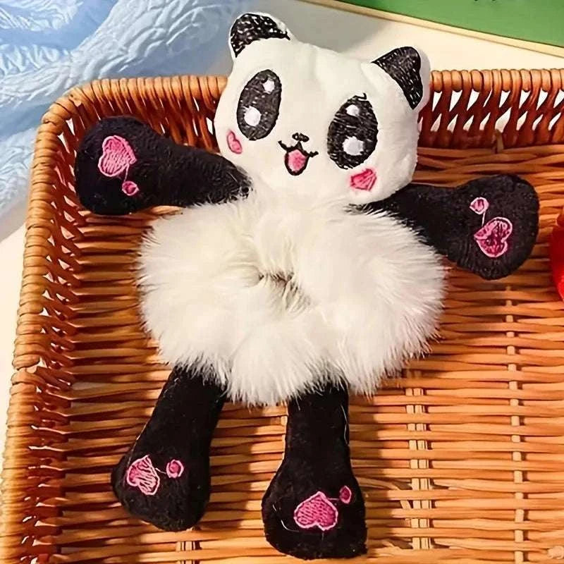 Frog Plush Hair Scrunchie for Cute Ponytail Styles-black