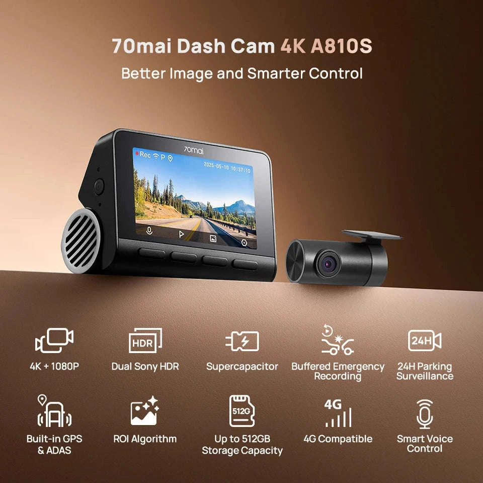 Front 4K Rear 1080P Dash Cam with 4G, GPS, ADAS, Night Vision & Supercapacitor-1-Channel / China Mainland / No TF Card