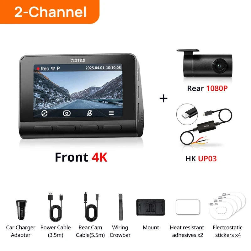 Front 4K Rear 1080P Dash Cam with 4G, GPS, ADAS, Night Vision & Supercapacitor-1-Channel / China Mainland / No TF Card