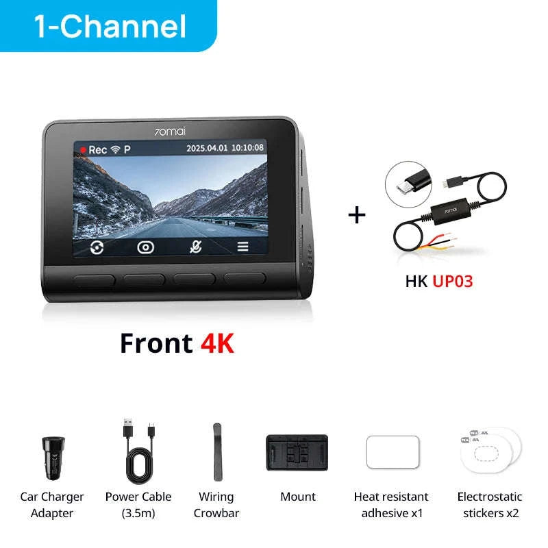 Front 4K Rear 1080P Dash Cam with 4G, GPS, ADAS, Night Vision & Supercapacitor-1-Channel / China Mainland / No TF Card