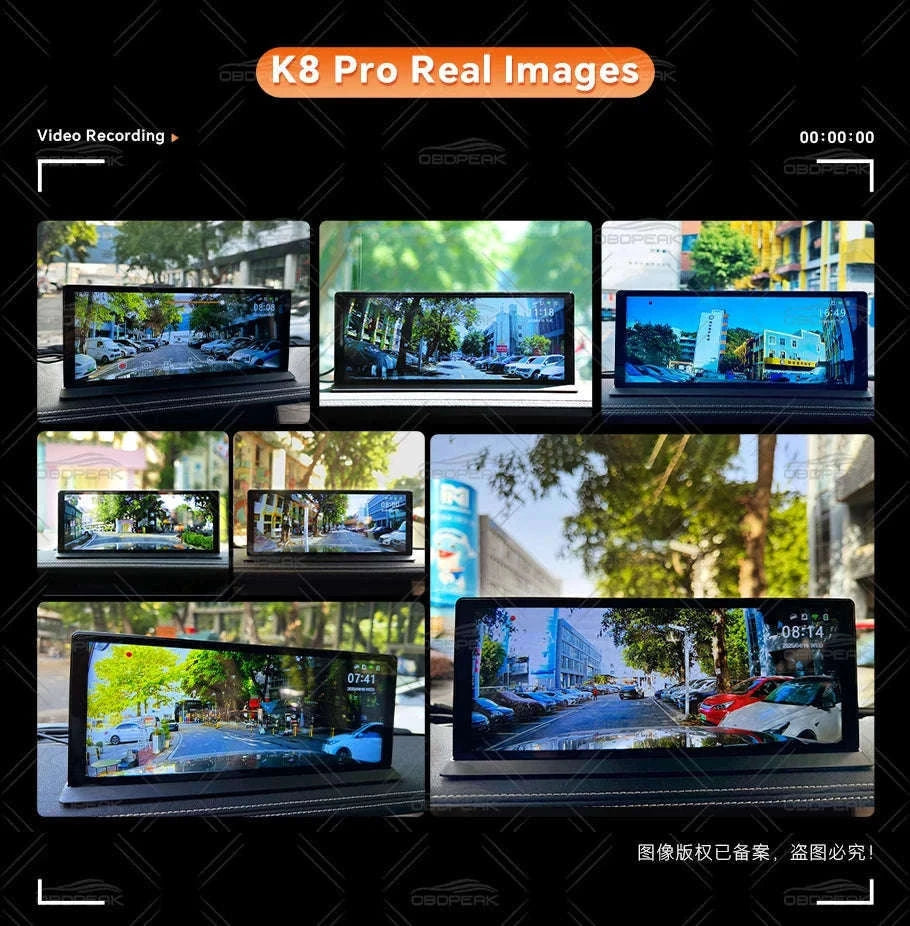 Front 5K Rear 1080P Dash Cam with 11.3-Inch Touch Screen and Night Vision-Single Len / With 64G TF Card