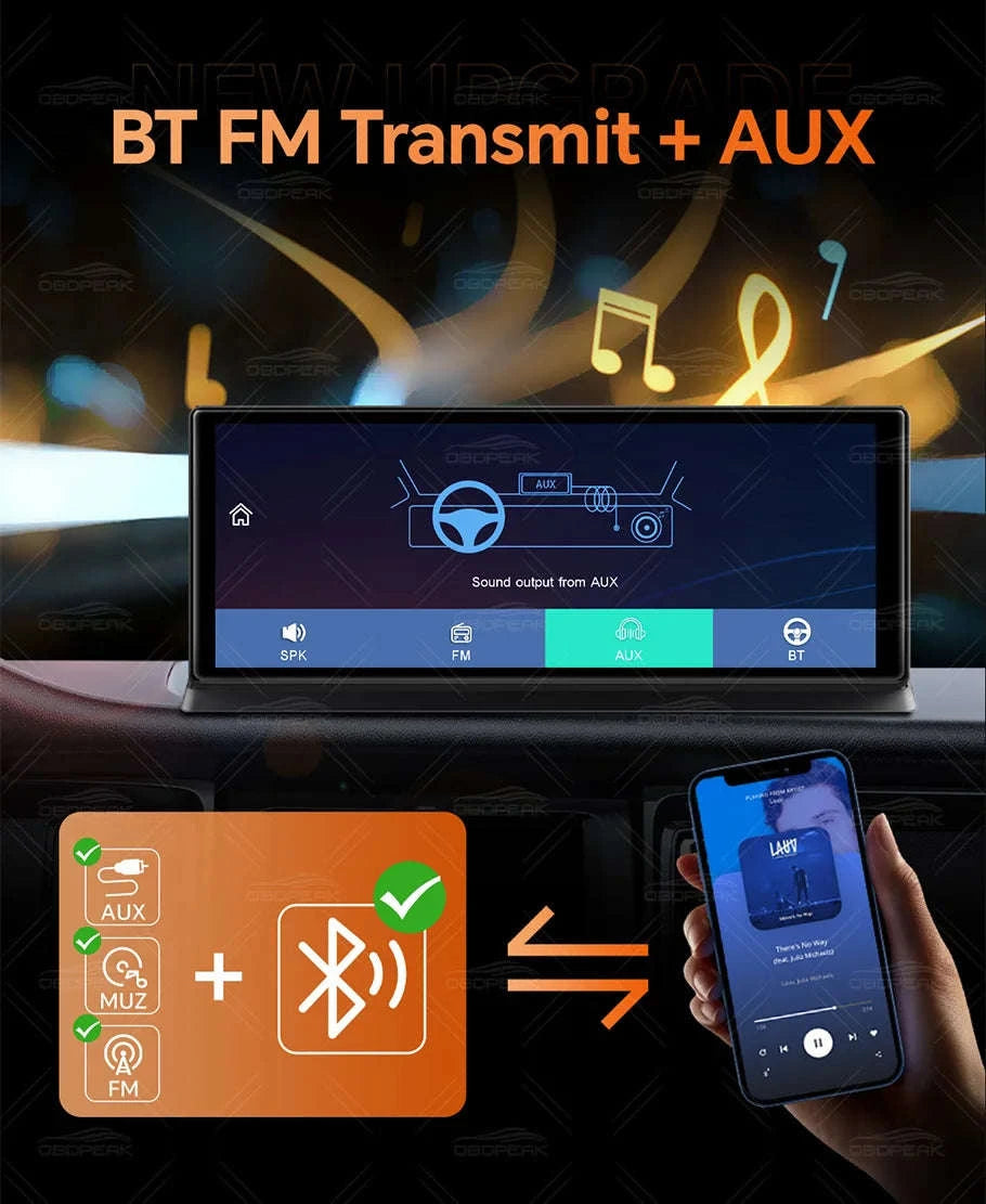 Front 5K Rear 1080P Dash Cam with 11.3-Inch Touch Screen and Night Vision-Single Len / With 64G TF Card