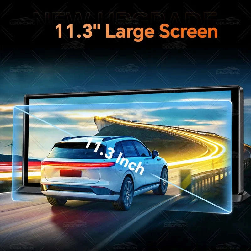 Front 5K Rear 1080P Dash Cam with 11.3-Inch Touch Screen and Night Vision-Single Len / With 64G TF Card